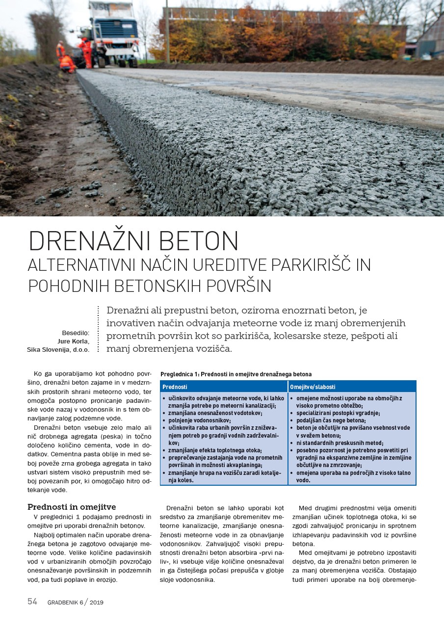 Drenažni beton - alternativni način ureditve parkirišč in pohodnih betonskih površin