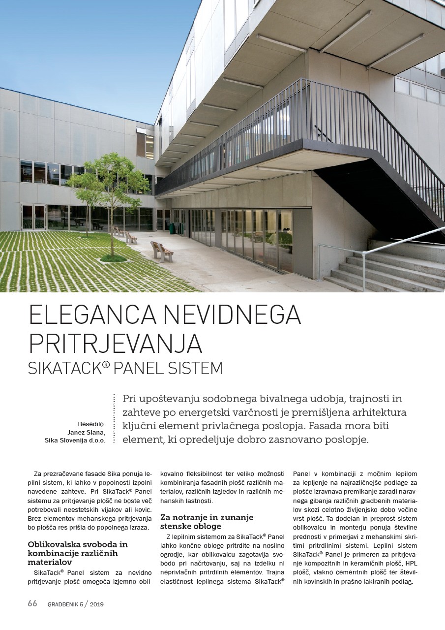 Eleganca nevidnega pritrjevanja SikaTack Panel sistem
